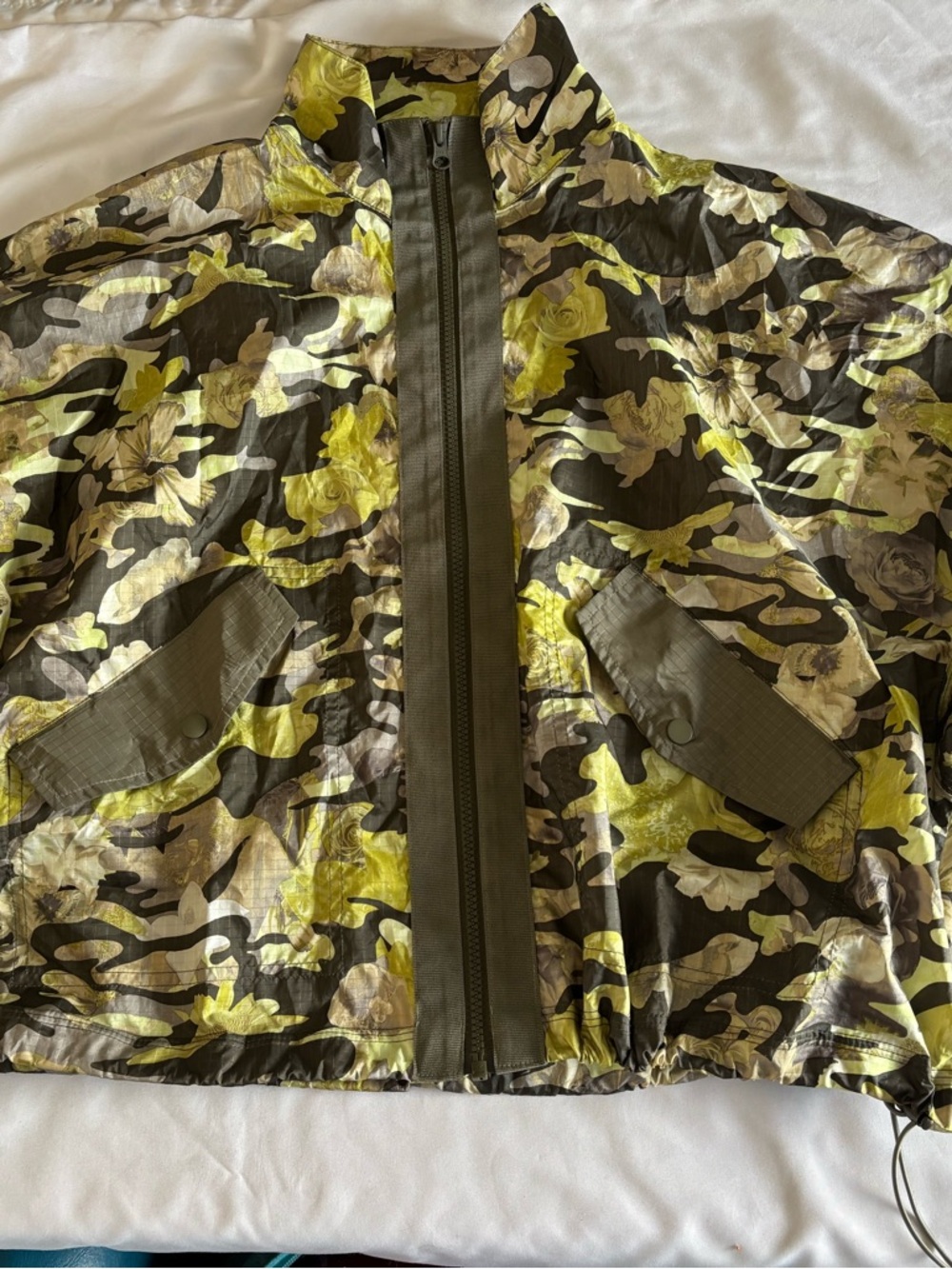 Nike Olive and Yellow Floral Camo Bomber Jacket